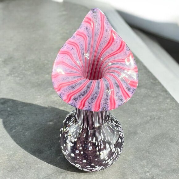 Vintage Hand Blown Art Glass Vase Jack In Pulpit Hand Made Studio Glass Vase VTG - Picture 4 of 16